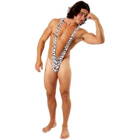 fancy dress borat mankini thong swimsuit zebra print