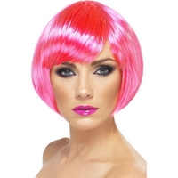 fancy dress bob wig neon pink