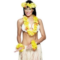 fancy dress yellow hawaiian leis set