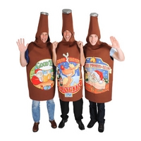 fancy dress group of 3 christmas beer bottles