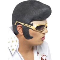 Fancy Dress - Official Elvis Headpiece with Rubber Shades