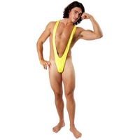 fancy dress borat mankini thong swimsuit luminous yellow