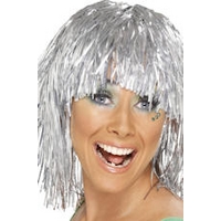 Fancy Dress - Silver Tinsel Wig