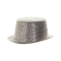 fancy dress silver glitter top hat
