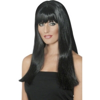 fancy dress black long wig