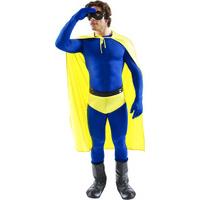 fancy dress blue and yellow crusader superhero costume