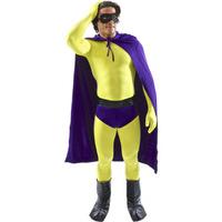 fancy dress yellow and purple crusader superhero costume