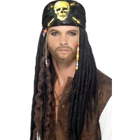 fancy dress mens pirate wig with bandana