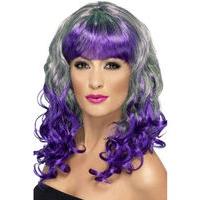 Fancy Dress - Green & Purple Curly Wig