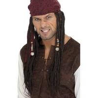 fancy dress pirate wig scarf brown