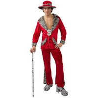 Fancy Dress - Red Pimp Costume & Hat