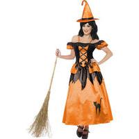 fancy dress black orange storybook witch costume