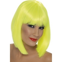fancy dress glam wig neon yellow
