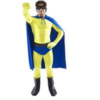 fancy dress yellow and blue crusader superhero costume
