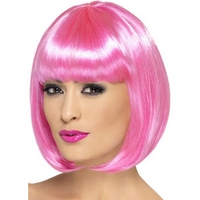 fancy dress long bob wig pink