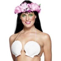 Fancy Dress - Hawaiian Shell Bra With Cream Tie Cord