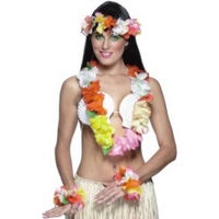 Fancy Dress - MULTI COLOUR Hawaiian Leis Set