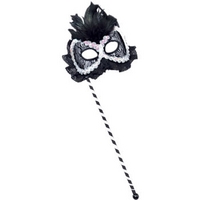 fancy dress masquerade mask with stick