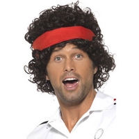 Fancy Dress - 80s Tennis Player Wig with Headband