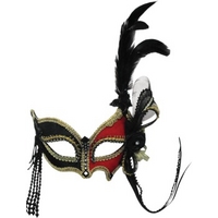 Fancy Dress - Masked Ball Mask with Feathers