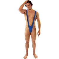 fancy dress borat mankini thong swimsuit blue