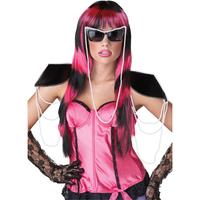 Fancy Dress - Untamed Wig (Black/Pink)