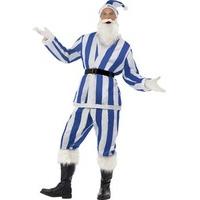 Fancy Dress - Blue and White Striped Sports Fan Santa Costume