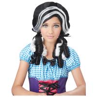 fancy dress black and white doll curls wig