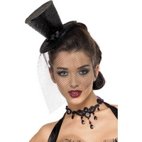 Fancy Dress - Mini Top Hat (Black Glitter)