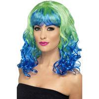 Fancy Dress - Green & Blue Curly Wig