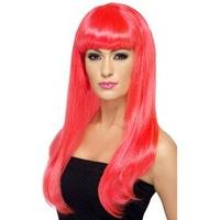 fancy dress babelicious wig neon red