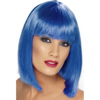 fancy dress glam wig neon blue