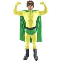fancy dress yellow and green crusader superhero costume