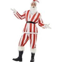 fancy dress red and white striped sports fan santa costume