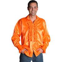 Fancy Dress - Men\'s Orange Frill Shirt (Deluxe)