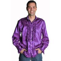 fancy dress mens purple frill shirt deluxe