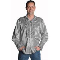 Fancy Dress - Men\'s Silver Frill Shirt (Deluxe)