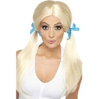 fancy dress sassy schoolgirl pigtails wig blonde
