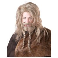 fancy dress blonde viking wig beard and moustache