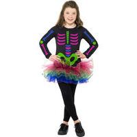 Fancy Dress - Child Neon Skeleton Tutu Dress