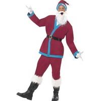 Fancy Dress - Claret and Blue Sports Fan Santa Costume