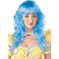 fancy dress long blue wig