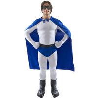 fancy dress white and blue crusader superhero costume