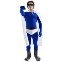 fancy dress blue and white crusader superhero costume