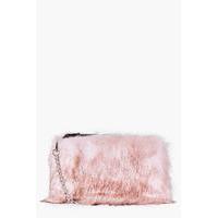 Faux Fur Cross Body Bag - pink