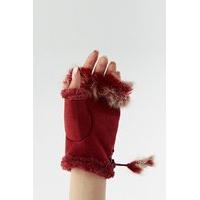 Faux Fur Trim Fingerless Gloves