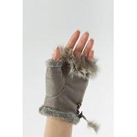 Faux Fur Trim Fingerless Gloves