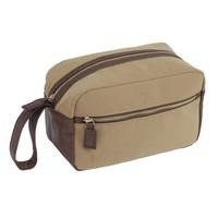 Faux Suede /tan Leather Wash Bag