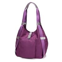 Fashion Women Water-proof Nylon Handbag Zip Top Pockets Messenger Shoulder Bag Tote Blue/Purple/Black