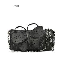 Fashion Women Butterfly Bow-knot Clutch Purse Wristlet Evening Chain Bags Wallet Handbag Shoulder Crossbody Messenger Bag Black